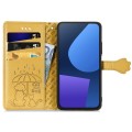 For Fairphone 5 Cat and Dog Embossed Leather Phone Case(Yellow)