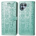 For Fairphone 5 Cat and Dog Embossed Leather Phone Case(Green)