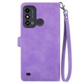 For ZTE Blade A53 Embossed Flower Zipper Leather Phone Case(Purple)