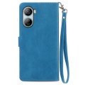 For ZTE Libero 5G IV Embossed Flower Zipper Leather Phone Case(Blue)