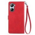 For ZTE Libero 5G IV Embossed Flower Zipper Leather Phone Case(Red)
