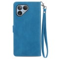 For Fairphone 5 Embossed Flower Zipper Leather Phone Case(Blue)