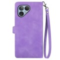 For Fairphone 5 Embossed Flower Zipper Leather Phone Case(Purple)