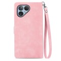 For Fairphone 5 Embossed Flower Zipper Leather Phone Case(Pink)