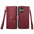 For Xiaomi Redmi 13C Love Zipper Lanyard Leather Phone Case(Red)