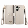 For Xiaomi Redmi 13C Love Zipper Lanyard Leather Phone Case(White)