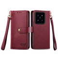 For Xiaomi 14 Love Zipper Lanyard Leather Phone Case(Red)