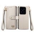 For Xiaomi 14 Love Zipper Lanyard Leather Phone Case(White)