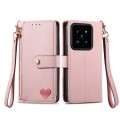 For Xiaomi 14 Love Zipper Lanyard Leather Phone Case(Pink)