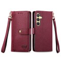 For Samsung Galaxy S24 5G Love Zipper Lanyard Leather Phone Case(Red)