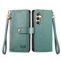 For Samsung Galaxy S24+ 5G Love Zipper Lanyard Leather Phone Case(Green)