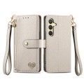 For Samsung Galaxy S24+ 5G Love Zipper Lanyard Leather Phone Case(Gray)