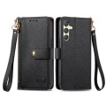 For Samsung Galaxy A25 5G Love Zipper Lanyard Leather Phone Case(Black)