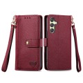 For Samsung Galaxy A25 5G Love Zipper Lanyard Leather Phone Case(Red)