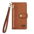 For Samsung Galaxy A33 5G Love Zipper Lanyard Leather Phone Case(Brown)