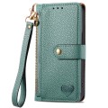 For Samsung Galaxy A52 5G Love Zipper Lanyard Leather Phone Case(Green)