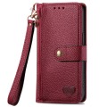 For Samsung Galaxy A52 5G Love Zipper Lanyard Leather Phone Case(Red)