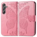 For Samsung Galaxy A15 Butterfly Love Flower Embossed Leather Phone Case(Pink)