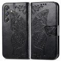 For Samsung Galaxy A15 Butterfly Love Flower Embossed Leather Phone Case(Black)