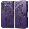 For Samsung Galaxy A15 Butterfly Love Flower Embossed Leather Phone Case(Purple)