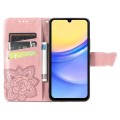 For Samsung Galaxy A15 Butterfly Love Flower Embossed Leather Phone Case(Rose Gold)