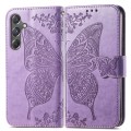For Samsung Galaxy A15 Butterfly Love Flower Embossed Leather Phone Case(Lavender)