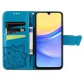 For Samsung Galaxy A15 Butterfly Love Flower Embossed Leather Phone Case(Blue)