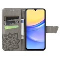For Samsung Galaxy A15 Butterfly Love Flower Embossed Leather Phone Case(Gray)