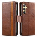 For Samsung Galaxy S24+ 5G CaseNeo Splicing Dual Magnetic Buckle Leather Phone Case(Brown)