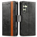 For Samsung Galaxy A25 5G CaseNeo Splicing Dual Magnetic Buckle Leather Phone Case(Black)