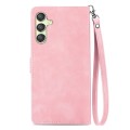 For Samsung Galaxy A25 5G Embossed Flower Zipper Leather Phone Case(Pink)