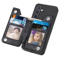 For Samsung Galaxy S24+ 5G Carbon Fiber Horizontal Flip Zipper Wallet Phone Case(Black)