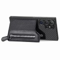 For Samsung Galaxy S24 Ultra 5G Carbon Fiber Horizontal Flip Zipper Wallet Phone Case(Black)