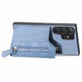 For Samsung Galaxy S24 Ultra 5G Carbon Fiber Horizontal Flip Zipper Wallet Phone Case(Blue)