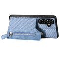 For Samsung Galaxy S23 FE 5G Carbon Fiber Horizontal Flip Zipper Wallet Phone Case(Blue)