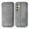For Samsung Galaxy S24 5G Cubic Grid Pressed Magnetic Leather Phone Case(Grey)