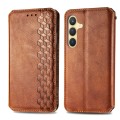 For Samsung Galaxy S24+ 5G Cubic Grid Pressed Magnetic Leather Phone Case(Brown)