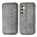 For Samsung Galaxy S24+ 5G Cubic Grid Pressed Magnetic Leather Phone Case(Grey)