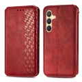 For Samsung Galaxy S24+ 5G Cubic Grid Pressed Magnetic Leather Phone Case(Red)