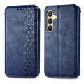 For Samsung Galaxy S24+ 5G Cubic Grid Pressed Magnetic Leather Phone Case(Blue)