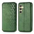 For Samsung Galaxy S24+ 5G Cubic Grid Pressed Magnetic Leather Phone Case(Green)