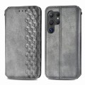 For Samsung Galaxy S24 Ultra 5G Cubic Grid Pressed Magnetic Leather Phone Case(Grey)