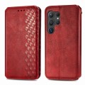 For Samsung Galaxy S24 Ultra 5G Cubic Grid Pressed Magnetic Leather Phone Case(Red)