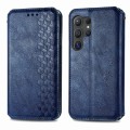 For Samsung Galaxy S24 Ultra 5G Cubic Grid Pressed Magnetic Leather Phone Case(Blue)