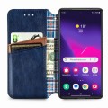 For Samsung Galaxy S24 Ultra 5G Cubic Grid Pressed Magnetic Leather Phone Case(Blue)