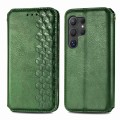 For Samsung Galaxy S24 Ultra 5G Cubic Grid Pressed Magnetic Leather Phone Case(Green)