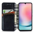 For Samsung Galaxy A25 5G Cubic Grid Pressed Magnetic Leather Phone Case(Black)