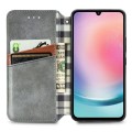 For Samsung Galaxy A25 5G Cubic Grid Pressed Magnetic Leather Phone Case(Grey)