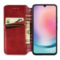 For Samsung Galaxy A25 5G Cubic Grid Pressed Magnetic Leather Phone Case(Red)