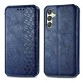 For Samsung Galaxy A25 5G Cubic Grid Pressed Magnetic Leather Phone Case(Blue)
